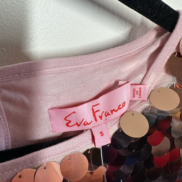 Eva Franco Anthropologie Sallia Sequin Rose Gold Tee NWT Size Small - Picture 5 of 16